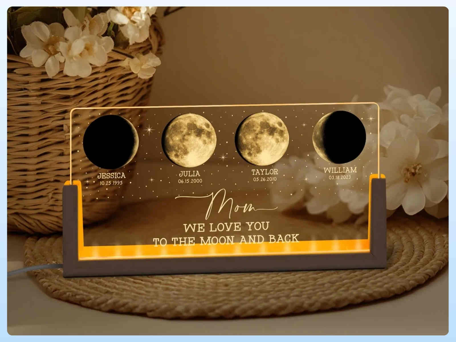Acrylic plaque moon phase Mother's Day