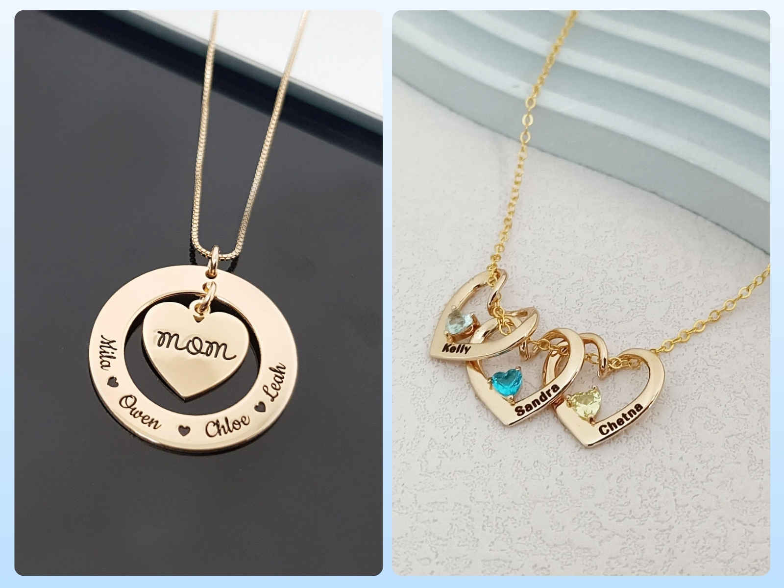 Personalized birthstone jewelry for Mother's Day