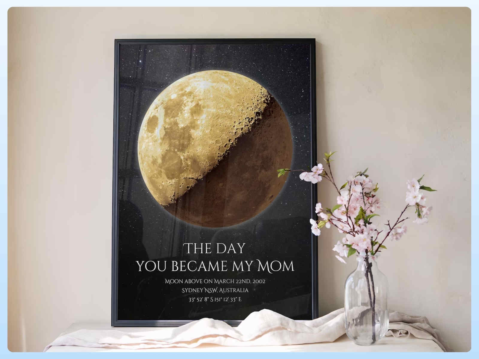 Moon phase poster personalized Mother's Day