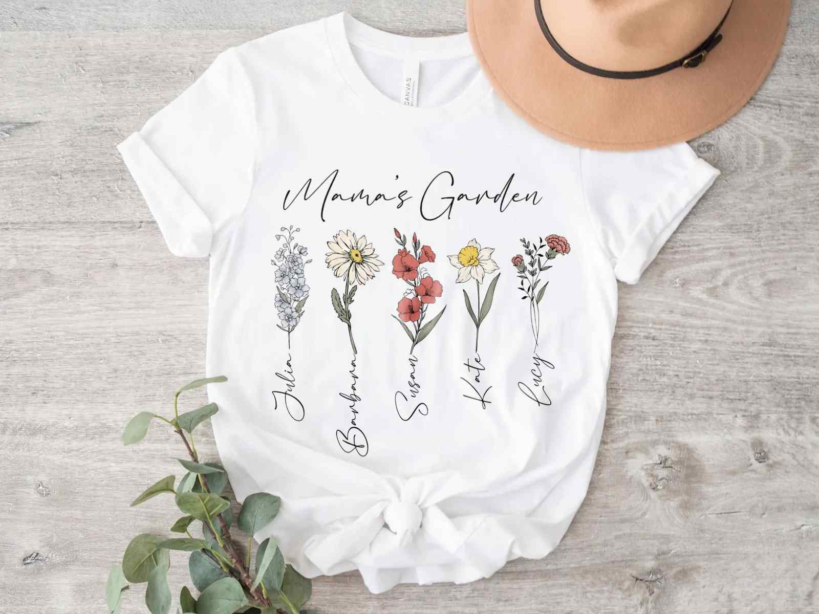 Birth month flower Mother's Day t-shirt personalized